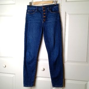Sam Edelman Jeans 28 Skinny Stretch Mid Rise 10" Dark Wash Copper Button Fly